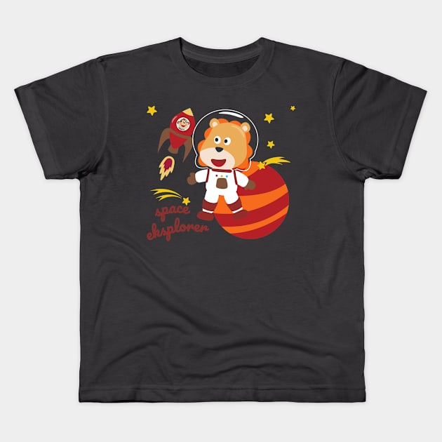 Space lion or astronaut in a space suit with cartoon style. Kids T-Shirt by KIDS APPAREL